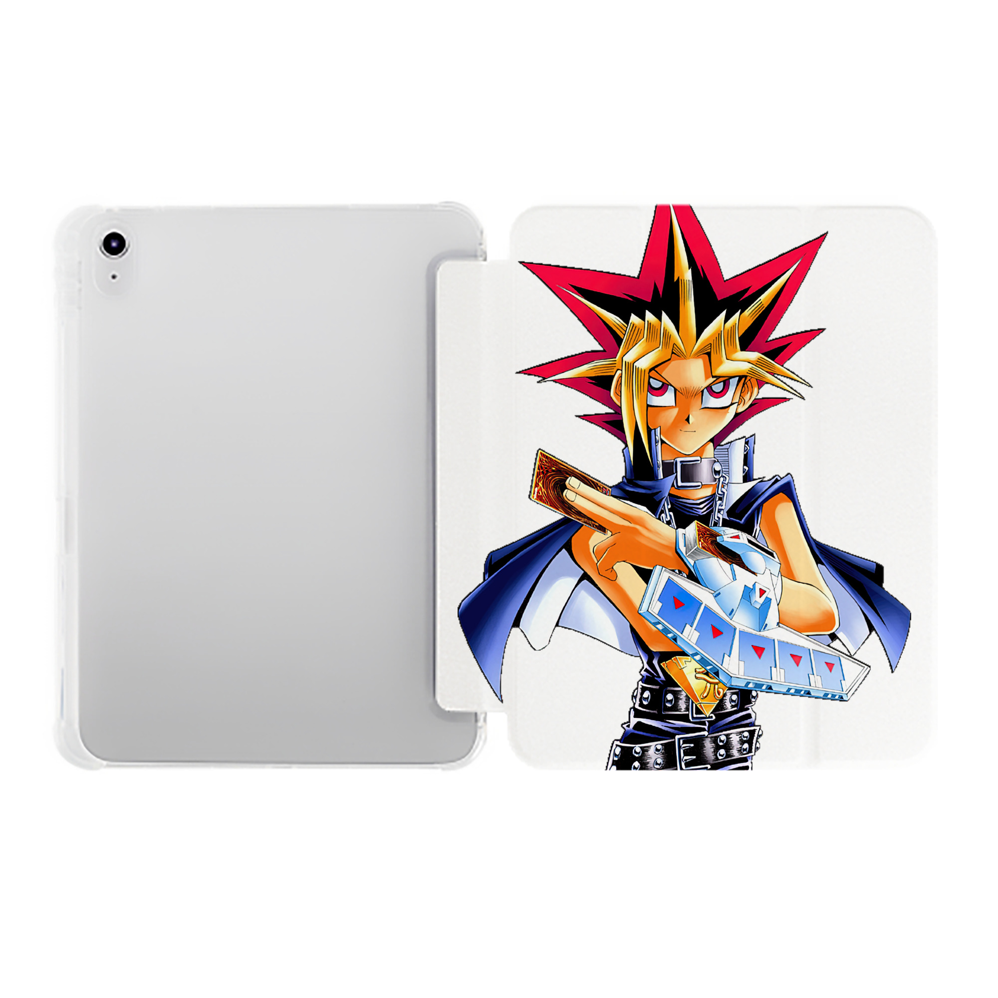 （画像用） 遊☆戯☆王 Yu-Gi-Oh! IPad ケース ペン収納付き 三つ折りスタンド PUレザー×シリコン 対応機種9.5/10.5/10.9インチ
